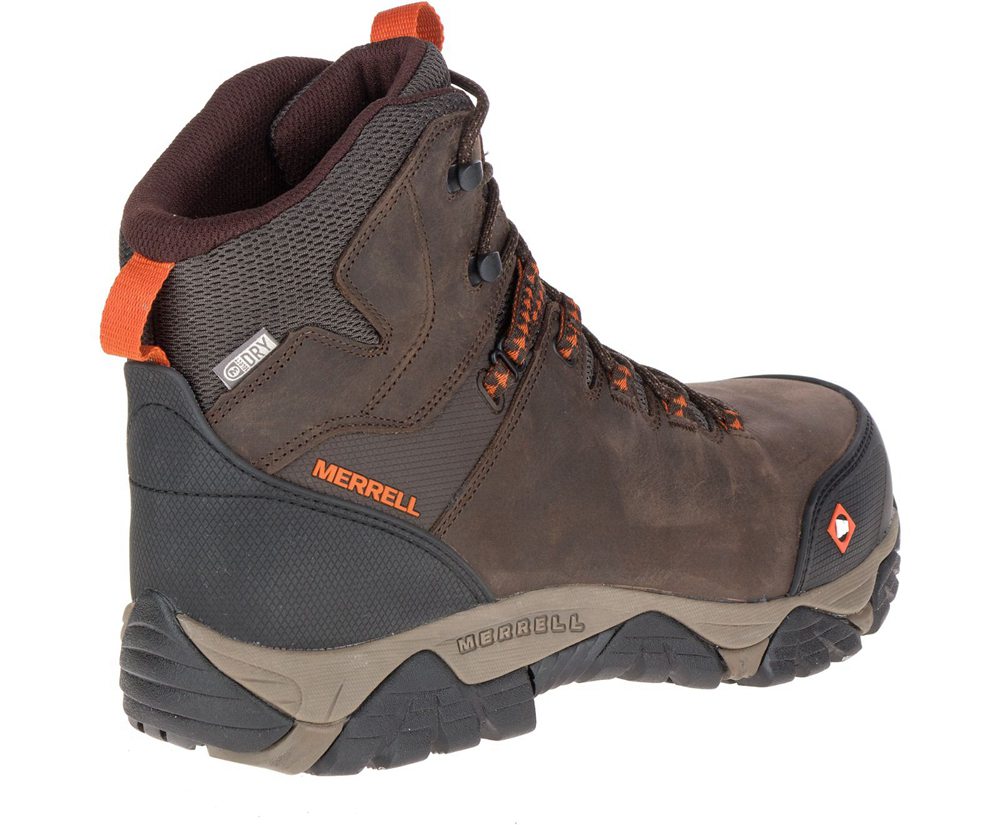 Merrell Boots Brown - Phaserbound Mid Waterproof Comp Toe Wide Width - Mens 78DWRVEBY